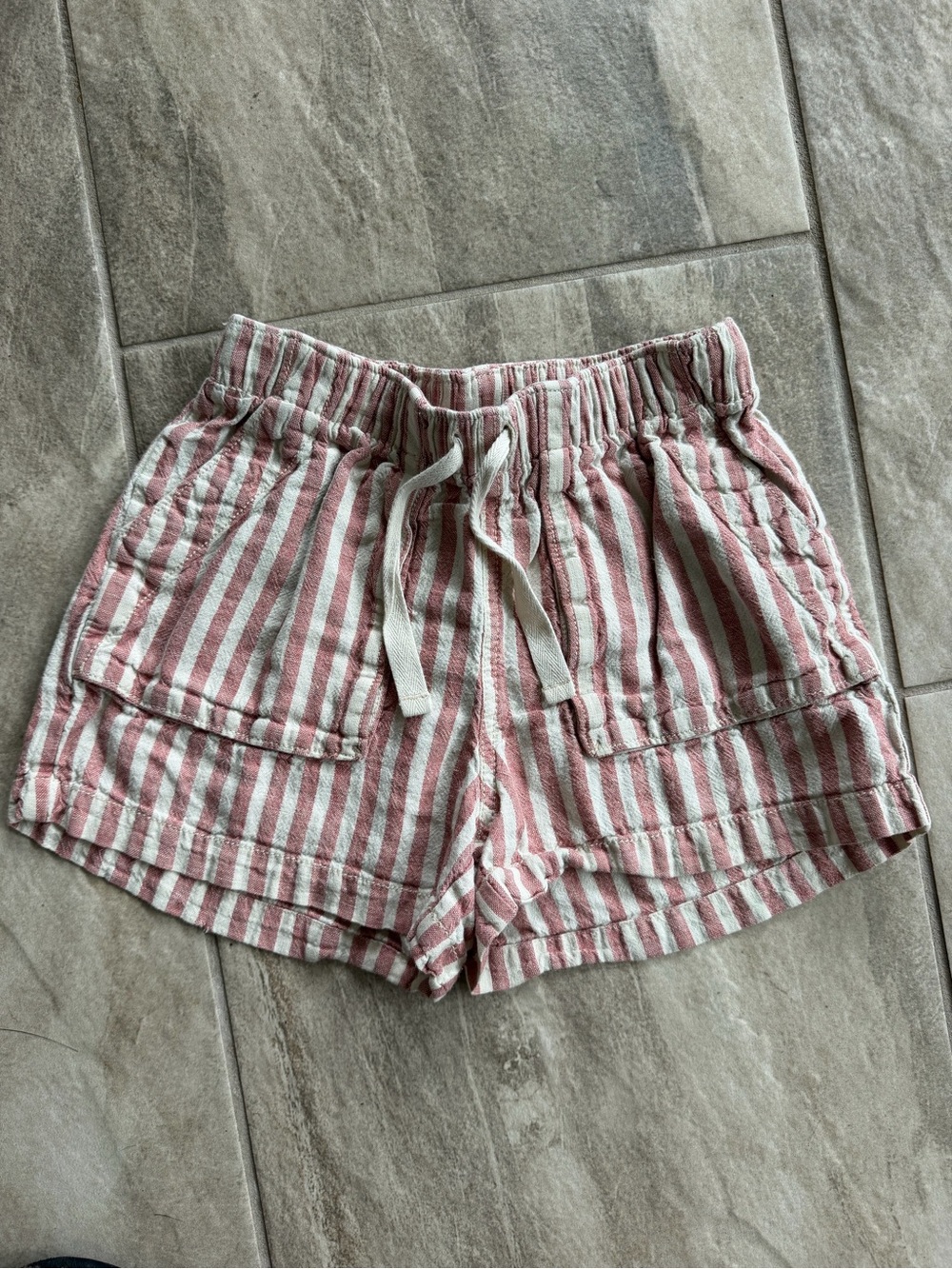 Tea Collection Pink and White Striped Drawstring Shorts